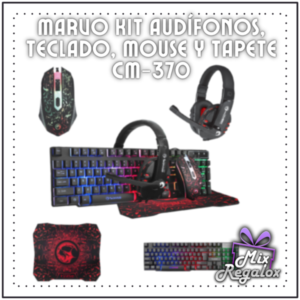 Marvo Kit Audífonos, Teclado, Mouse y Tapete CM-370